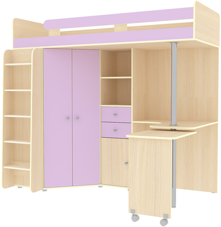 Кровать-чердак КарИВи М85  Дуб Молочный Ирис