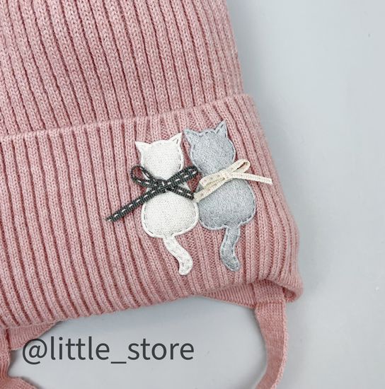 Шапка зимняя "Котики" Пудра