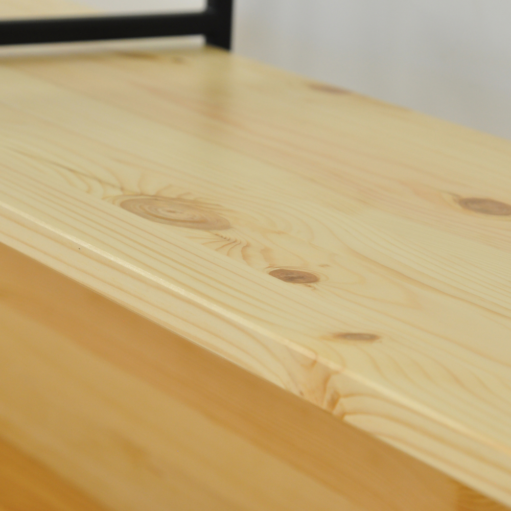 Стеллаж Бьерн из массива сосны с металлическими стенками