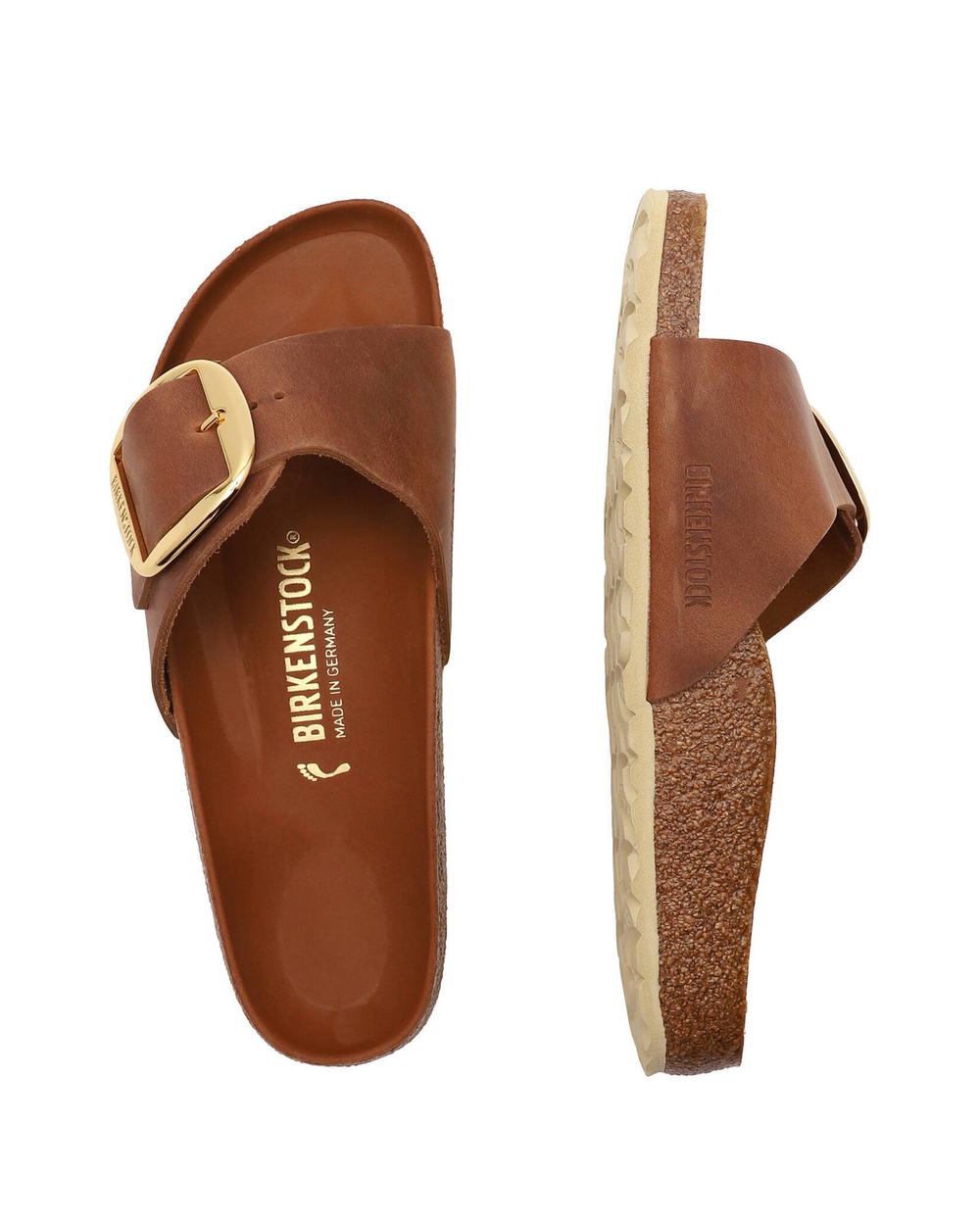 Шлепанцы кожаные madrid big buckle leoi Birkenstock - коричневый(1006525)