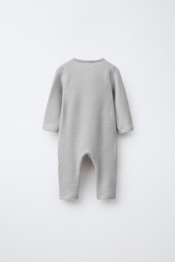 ZARA ДЛИННЫЙ КОМБИНЕЗОН SOFT TOUCH С БАНТАМИ, СВЕТЛО-СЕРЫЙ