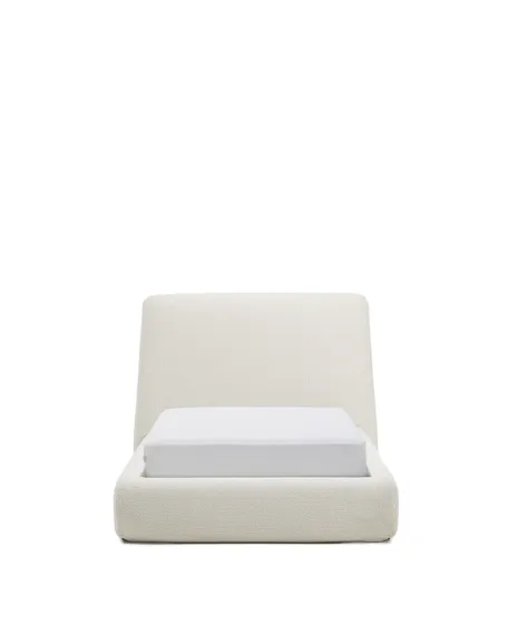 Кровать Martina 90x200 см со съемным чехлом из шенилла цвета экрю