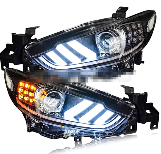 Передние фары Мазда 6 2013-2015 V6 type [Комплект Л+П; LED ходовые огни; электрокорректор; биксеноновая линза]
