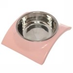 Миска металлическая «Колор-Волна» 250мл 19*16*5см на пластиковой подставке,цвет розовый