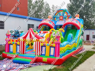 Коммерческий надувной батут "Парк развлечений 2" 12*7*7 м без фигуры клоуна