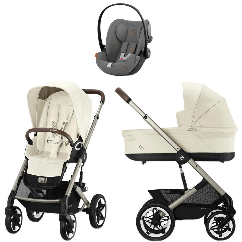 Коляска Cybex Talos S Lux TPE complete Cloud G Lava Grey 3 в 1 Seashell Beige с дождевиками