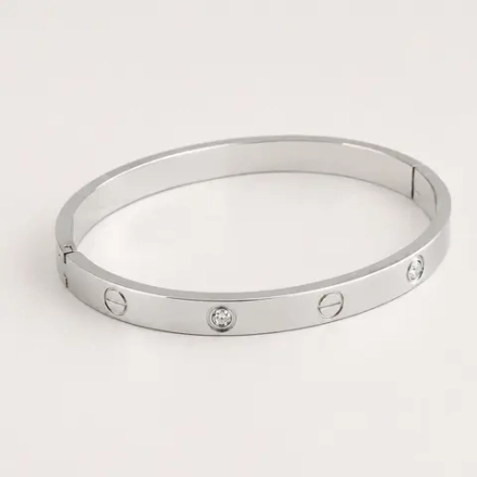 Жесткий браслет «Love Crystal» Silver