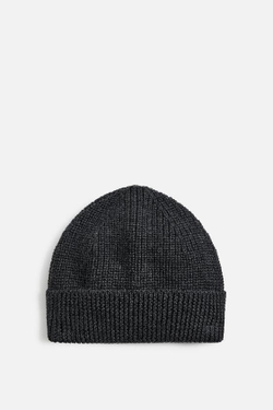 ZARA ШЕРСТЯНАЯ ШАПКА БИНИ, СЕРЫЙ С МЕЛАНЖЕВЫМ ЭФФЕКТОМ