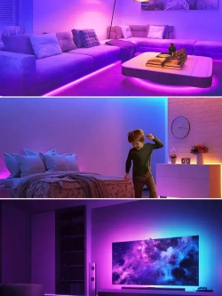 Светодиодная лента RGB 40м, гирлянда, управление с телефона и пульта, многоцветная подсветка для кухни и комнаты