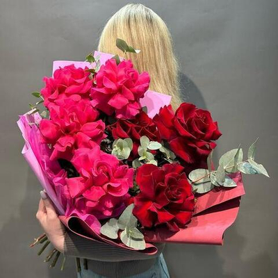 Букет "Лотарингия" Роза с эвкалиптом