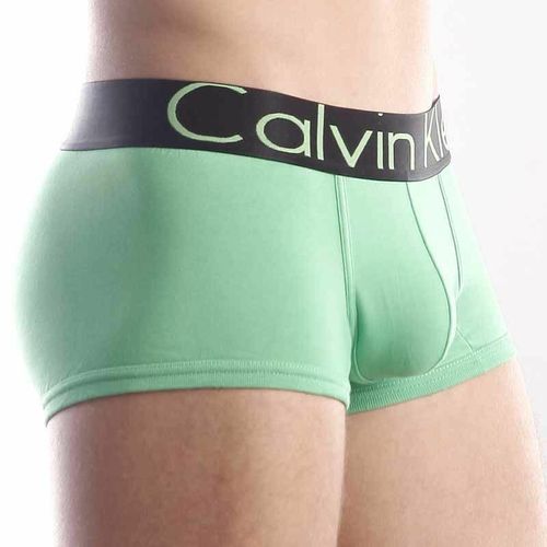 Мужские трусы боксеры зеленые с черной резинкой Calvin Klein Steel Green Black Waistband Boxer