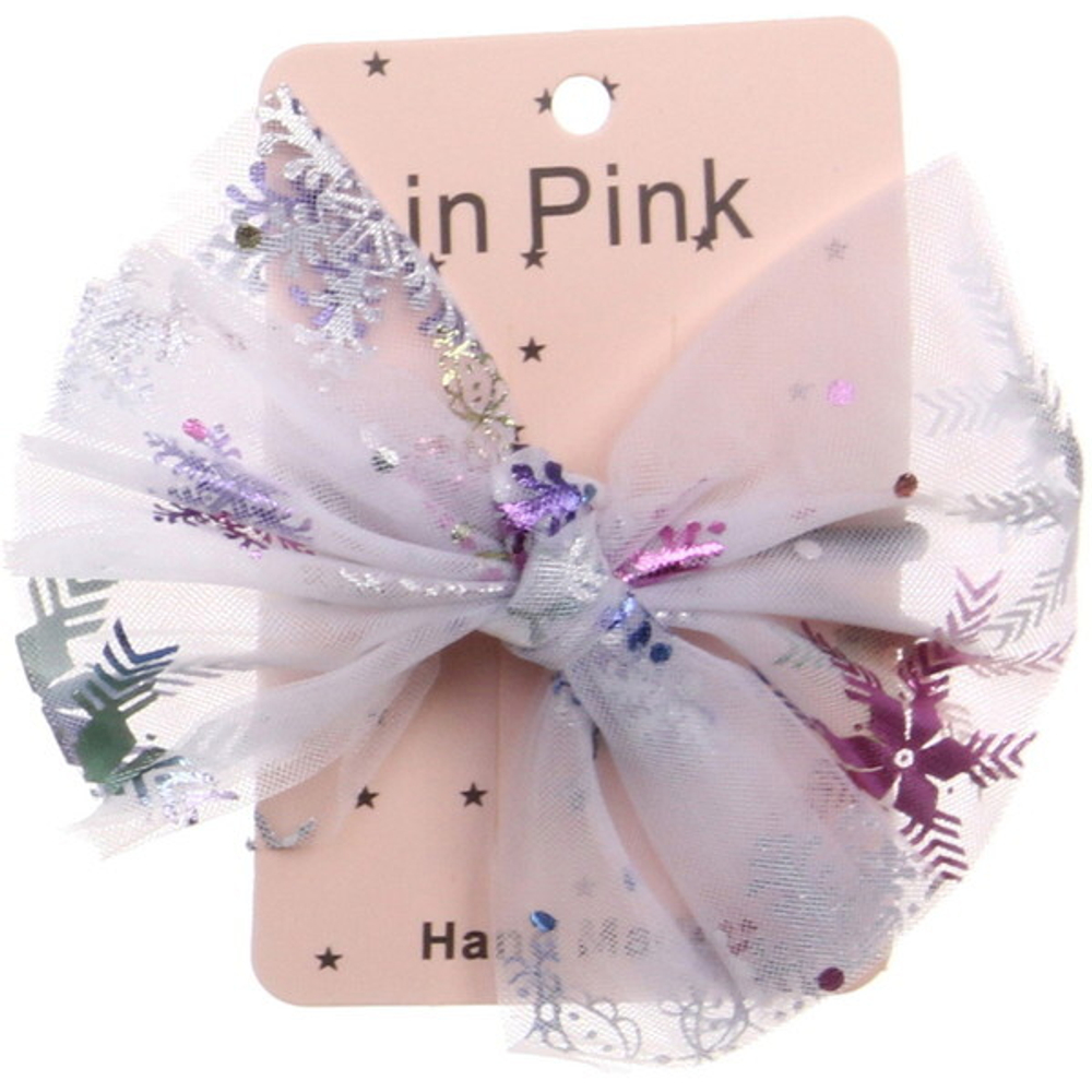 Резинка для волос 1шт «Pomp - Айви», микс 4 цвета( белый, пудровый, светло-голуб., светло-фиолет.), 12*9 см