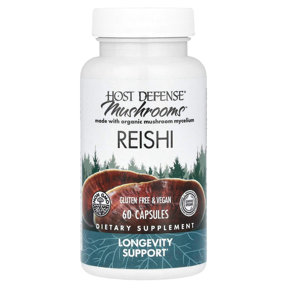 Host Defense, Mushrooms ™, рейши, 1 г, 60 капсул