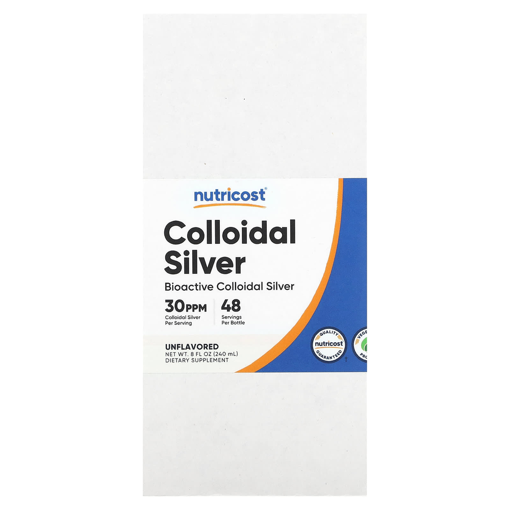 Nutricost, Коллоидное серебро, без добавок, 150 мкг, 240 мл (8 жидк. Унций)