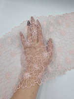 Вышивка на сетке персиково-розовая К805 21 см