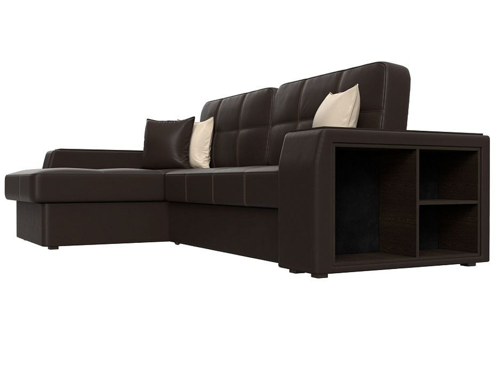 Диван угловой Брюссель левый угол, Коричневый\Бежевый, Экокожа, 29396L