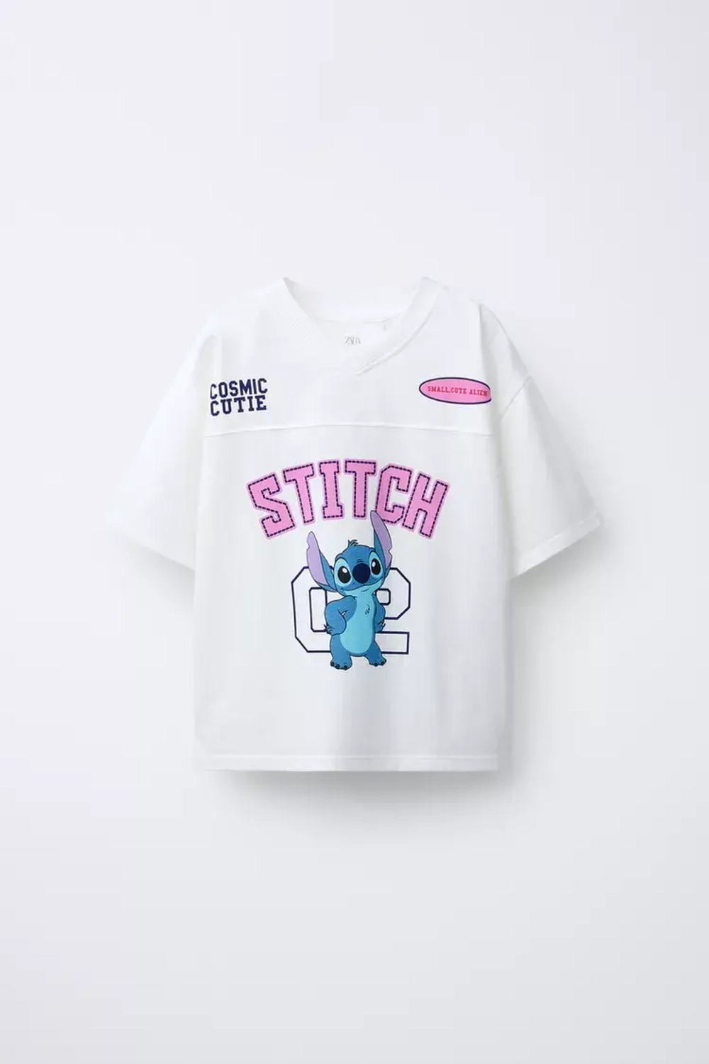 ZARA ФУТБОЛКА VARSITY LILO & STITCH © DISNEY, БЕЛЫЙ
