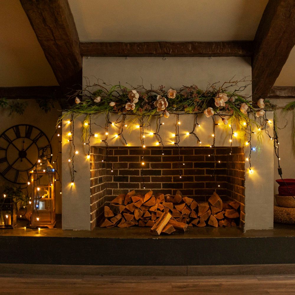 ULD-B3007-200-TBK WARMWHITE-WHITE IP67 Бахрома светодиодная с эффектом мерцания. 3м. Соединяемая. 200 светодиодов. Теплый белый и белый свет. Провод черный. ТМ Uniel