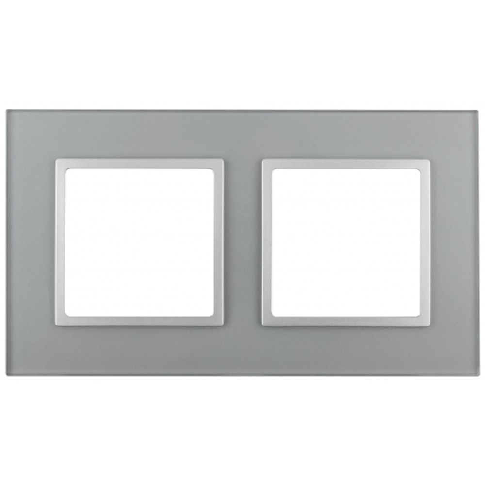 14-5102-03 ЭРА Рамка на 2 поста, стекло, Эра Elegance, алюминий+алюм