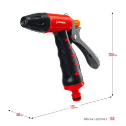 GRINDA T-R, плавная регулировка, курок сзади, пластиковый с TPR, поливочный пистолет (8-427186)