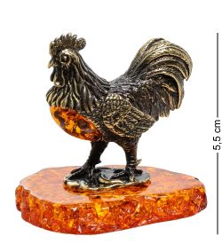 Народные промыслы AM-1789 Фигурка «Петух Сибрайт» (латунь, янтарь)