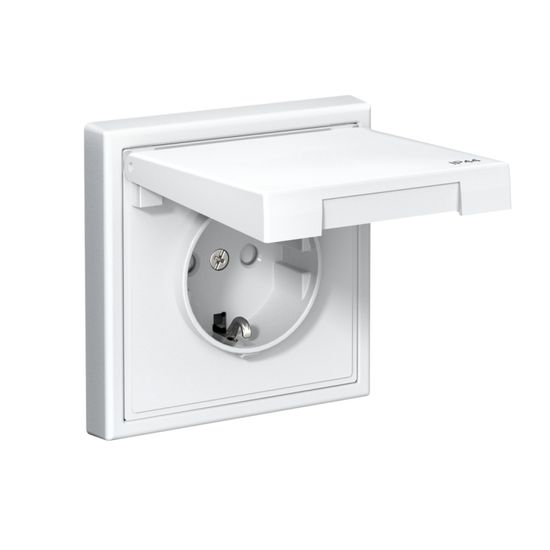 Розетка ArtGallery 16А IP44 с заземл. со шторками с крышкой быстрозажим. клем. механизм бел. SE GAL440146S