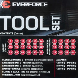 Набор инструментов 40пр. 1/2''6pt EVERFORCE EF-6401-5MPB