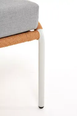 "Милан" диван 2-местный плетеный из роупа, каркас алюминий светло-серый (RAL7035) муар, роуп оранжевый меланж круглый, ткань светло-серая