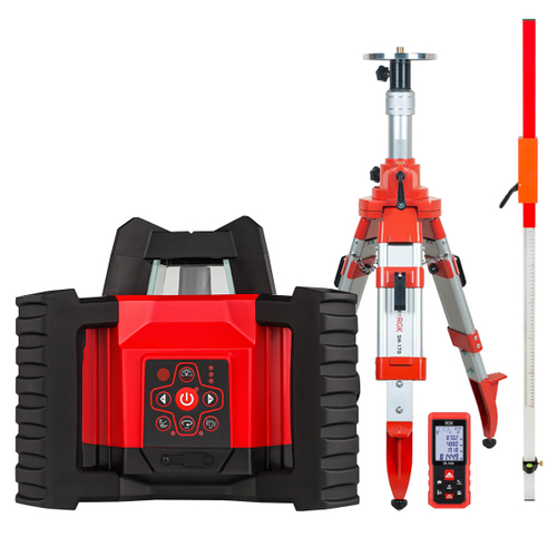 Комплект: ротационный нивелир RGK SP-312 с калибровкой + элевационный штатив RGK SH-170 + рейка RGK LR-2 + дальномер RGK DL100