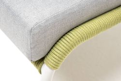 "Милан" кресло плетеное из роупа, каркас алюминий светло-серый (RAL7035) муар, роуп салатовый меланж круглый, ткань светло-серая