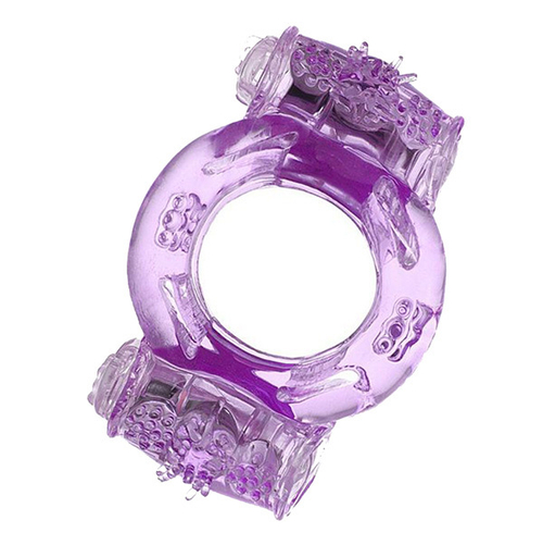 Фиолетовое виброкольцо 2,5см с двумя вибропульками ToyFa Basic 818033-4