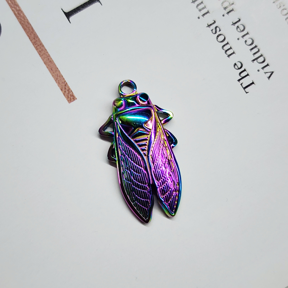 Подвеска цикада, сталь, титановое покрытие, 29×15мм, штучно