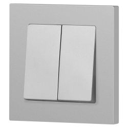 Переключатель Intro Accent 6-107-03 двойной, 10А-250В, IP20, СУ, AL/CU, алюминий