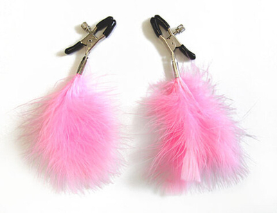 Регулируемые зажимы для сосков с пушком Clamps (розовый) (Цвет: розовый с серебряным и черным)