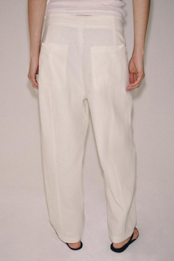 ZARA БРЮКИ ИЗ СМЕСОВОГО ЛЬНА — ZW COLLECTION, ЖЕЛТОВАТО-БЕЛЫЙ