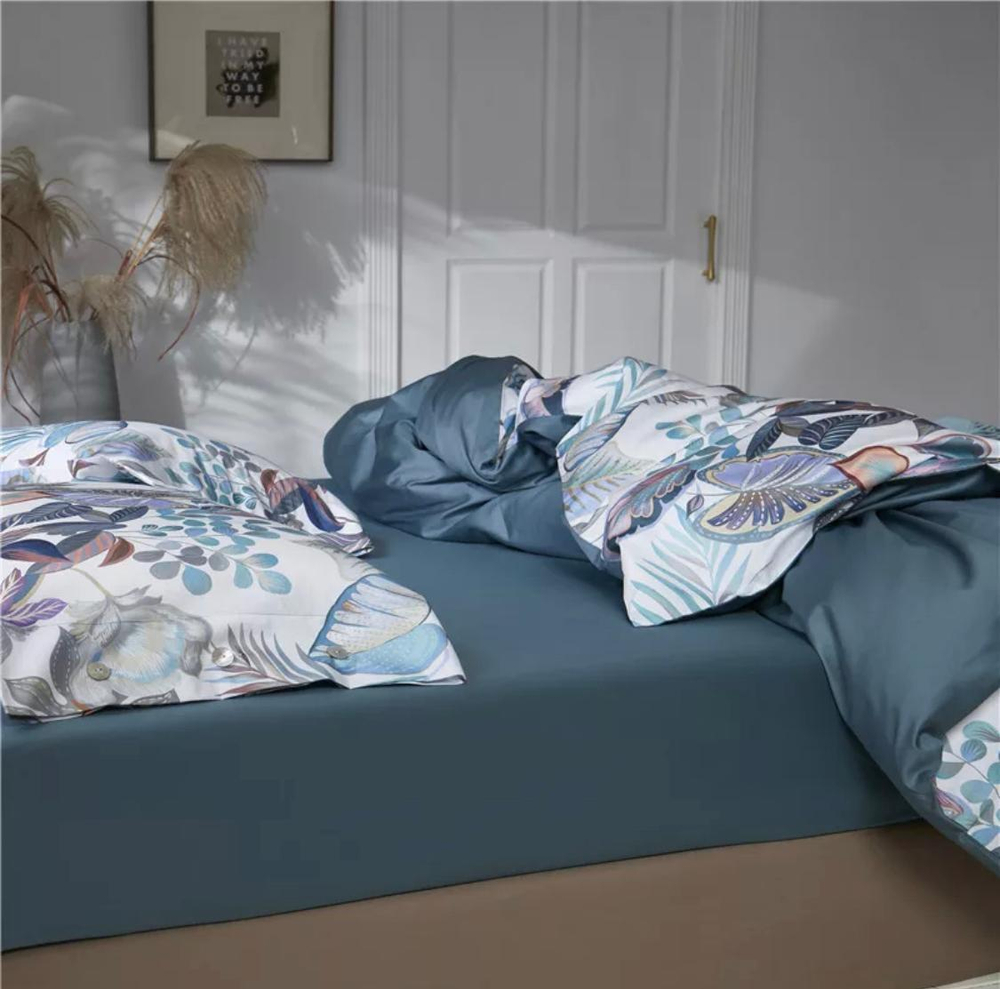 Комплект постельного белья ZEPHYR HOME ЕВРО пг. Мако-Сатин,Египетский хлопок Голубой