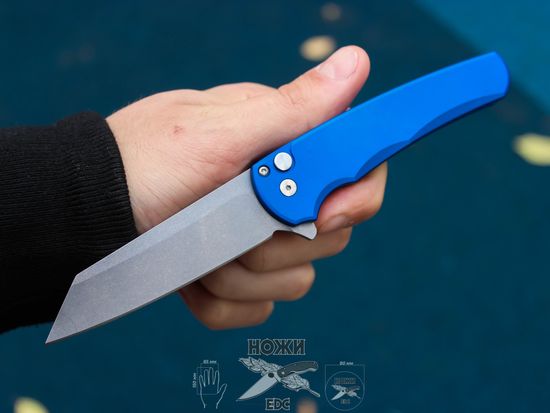 Складной нож Pro-Tech Malibu 5201-BLUE c клинком из стали CPM-20CV, рукоять алюминий