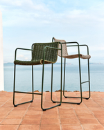 Барный стул Maurina из зелёной оцинкованной стали и зелёной веревки 74,5 см