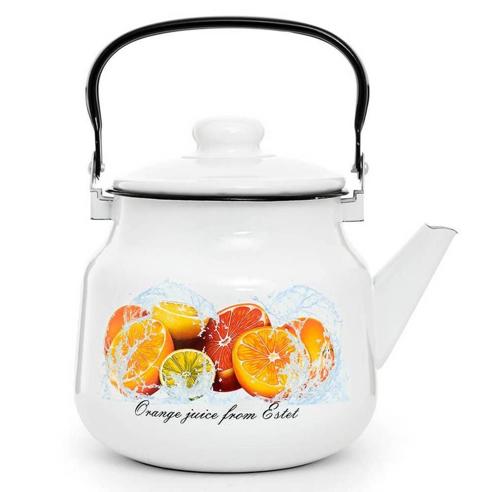 Чайник эмалированный "Цитрусовый фреш" 3.5л. Эстет