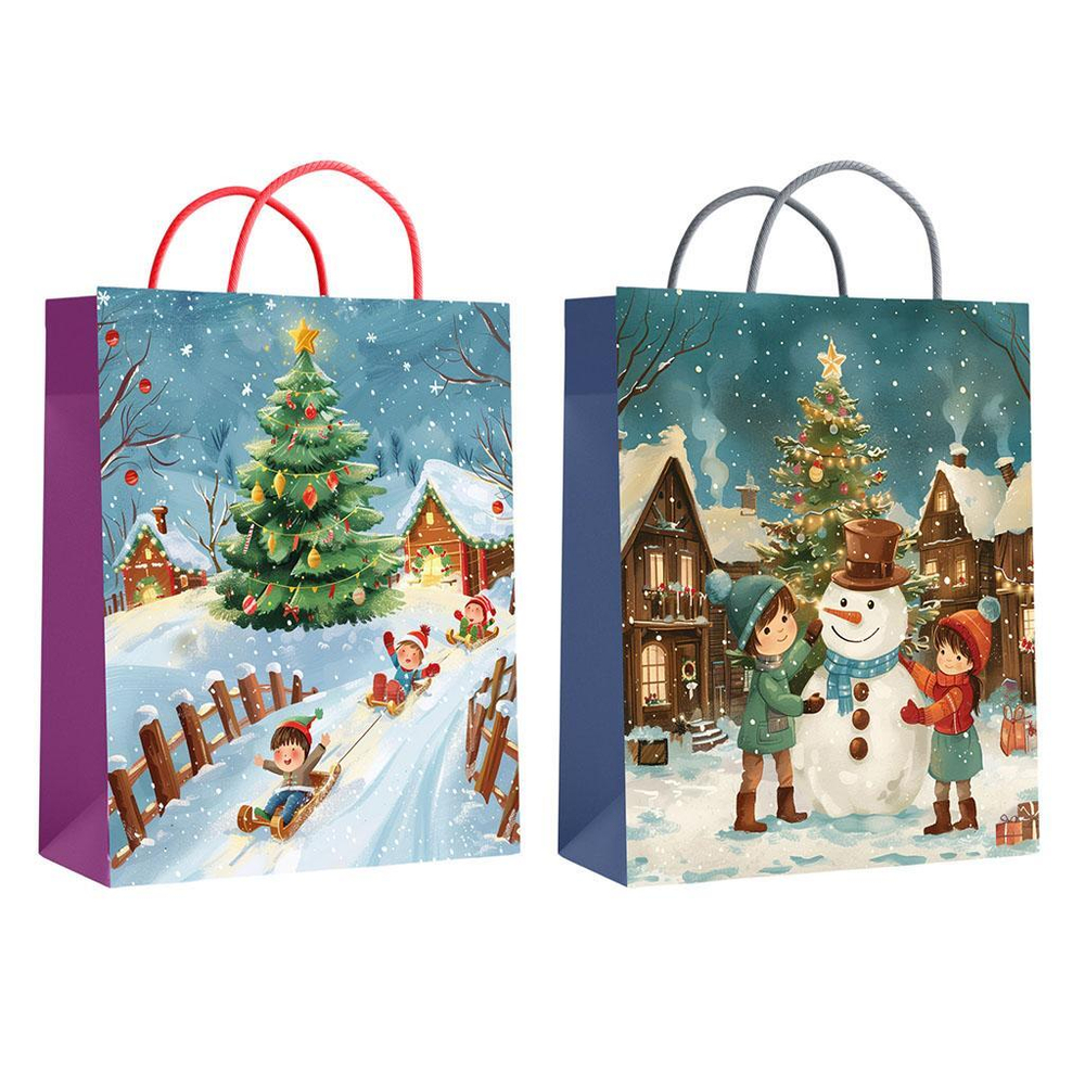 Пакет ламинированный новогодний Снеговик 35*40*12 см, 210 гр/м2 (Центрум)