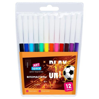 Фломастеры 12цв., ПВХ "Футбол" (Спейс)
