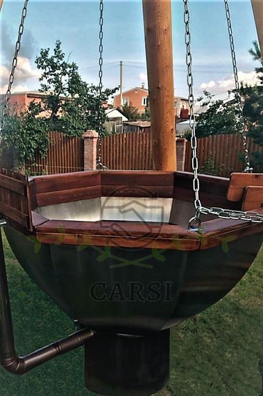 Банный чан на бревнах с печью для 4-6 человек AISI 430 2мм