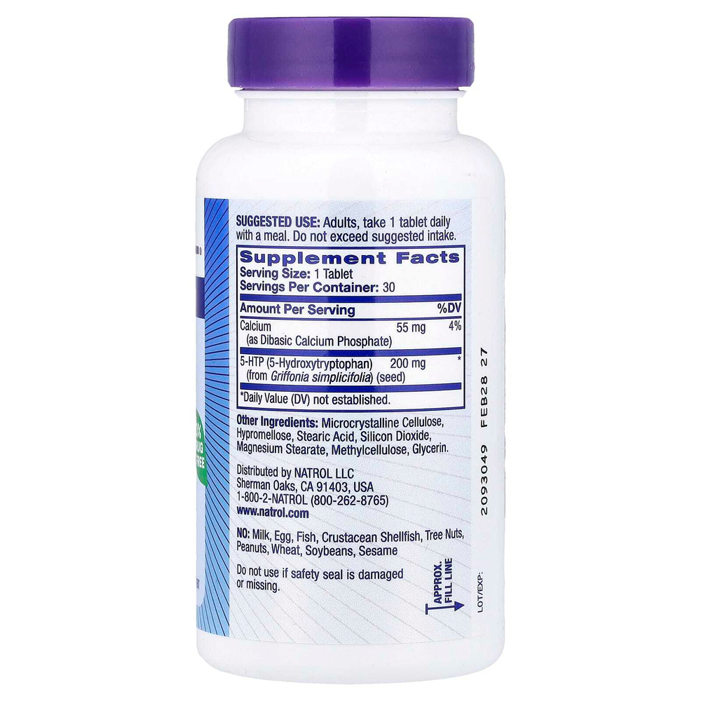 Natrol, 5-HTP, медленное высвобождение, 30 таблеток