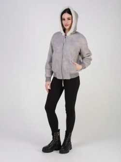 Двусторонняя дубленка зимняя шуба натуральная с капюшоном