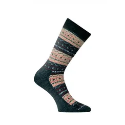 Носки Lasting TWP 807, wool+polypropylene, черный с коричневым рисунком