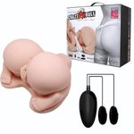 Реалистичная попка с 2 любовными тоннелями и вибрацией (Цвет: телесный)