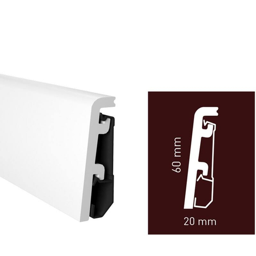 Плинтус дюрополимерный под покраску Arbiton Vega HDPS P0610 Белый 60х20х2400 мм