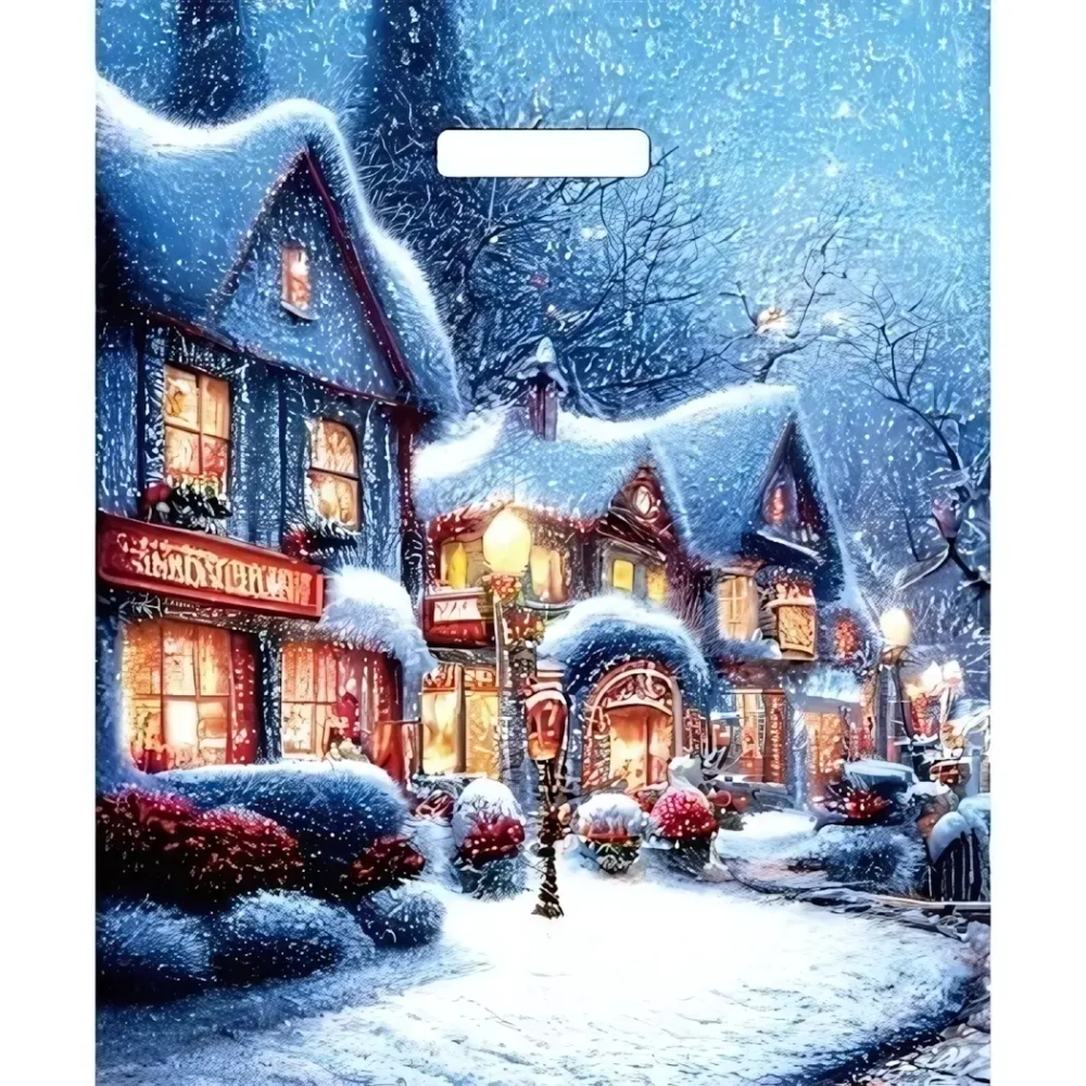 Пакет ПЭ с вырубной ручкой 45*38см «Рождественская ночь» Артпласт