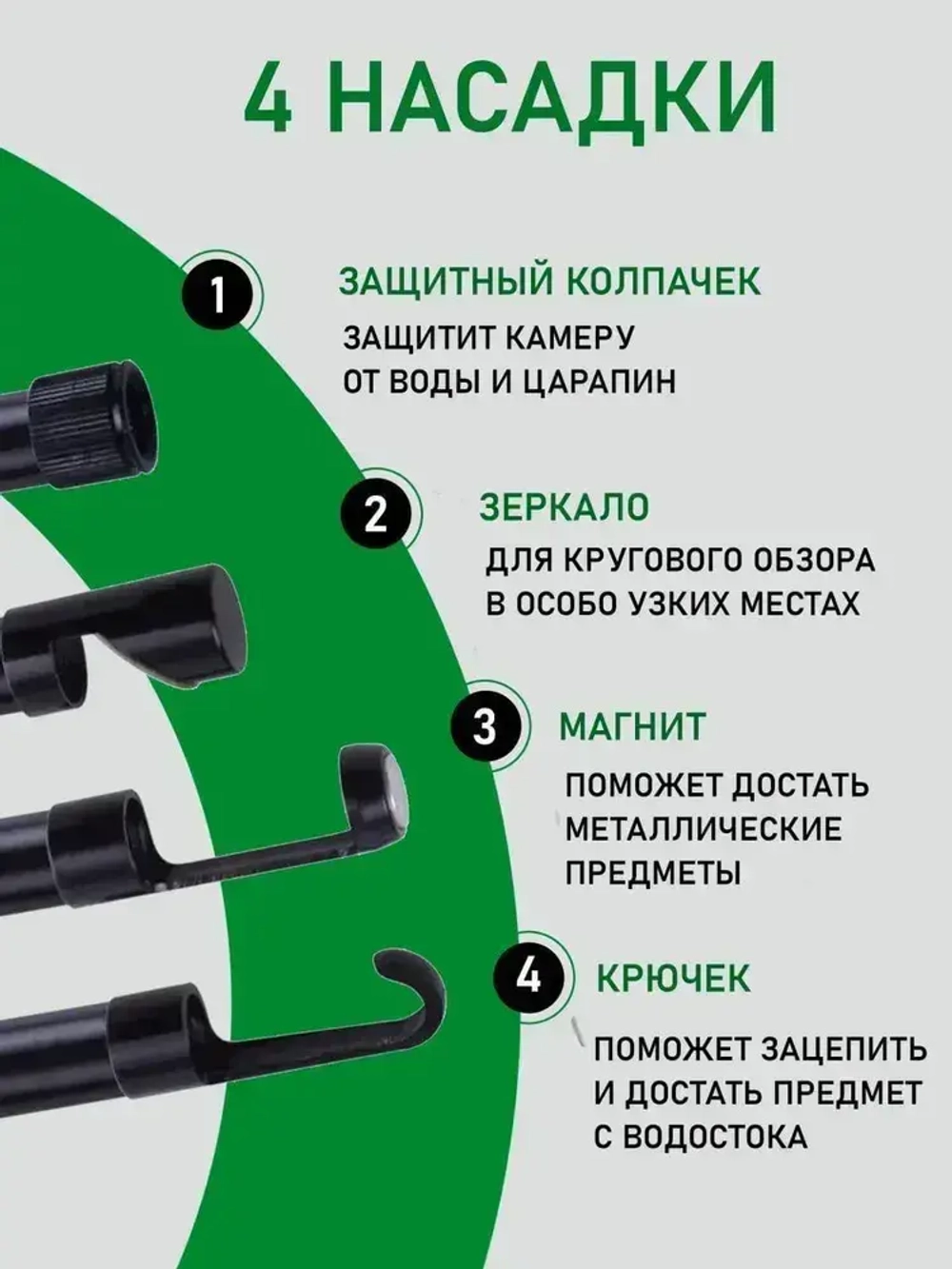 Эндоскоп для смартфона автомобильный гибкий водонепроницаемый с подсветкой для Android и iOS