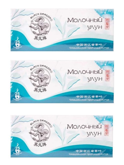 Чай улун Black dragon Молочный в пакетиках 25 штук, 3 шт